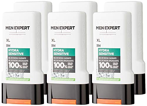 L'Oreal Paris Men Expert Gel de Ducha Calmante para Hombre, 6 x 300ml