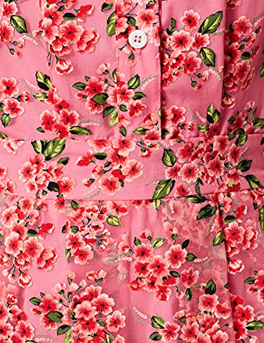 Love Moschino Flared Dress Shirt Long Sleeves with All-Over devoré Flowers Vestido Informal, F.Rosa/Fio.Ross, 46 para Mujer