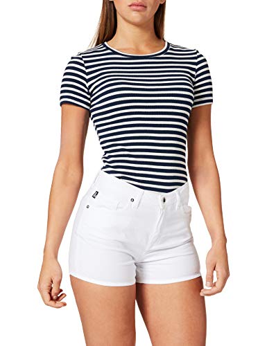 Love Moschino Strecth Cotton-Linen Gabardine Short Pantalones Cortos Casuales, Optical White, 38 para Mujer