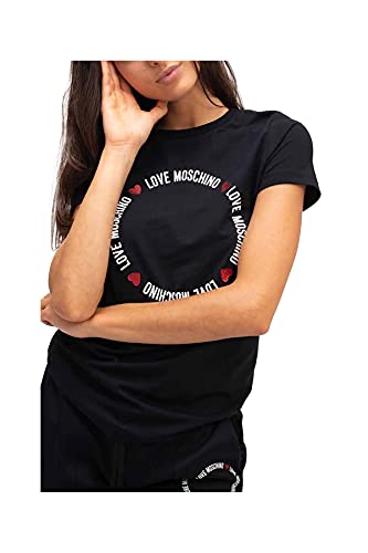 Love Moschino T-Shirt Camiseta, Black, 38 para Mujer