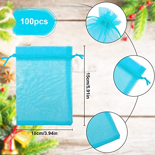 LURICO 100 Piezas 10x15 cm Coloridas Bolsas de Organza de Regalo,Bolsitas de Organza Envoltura de Joyas,Bolsas de Organza de Regalo con Cordón para Favores de Fiesta de Navidad de Boda