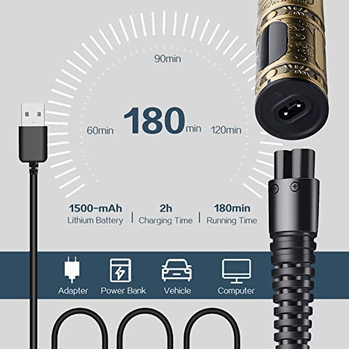 LURNOFY Máquina Cortar Pelo Profesional, Cortapelos Hombre, Cortadora de Pelo, Recortadora de Barba Eléctrica, Recargable y Inalámbrica, con Pantalla LED, Carga USB (Bronce)