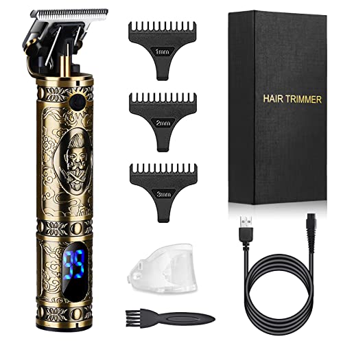 LURNOFY Máquina Cortar Pelo Profesional, Cortapelos Hombre, Cortadora de Pelo, Recortadora de Barba Eléctrica, Recargable y Inalámbrica, con Pantalla LED, Carga USB (Bronce)