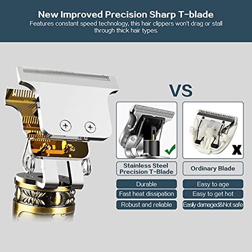 LURNOFY Máquina Cortar Pelo Profesional, Cortapelos Hombre, Cortadora de Pelo, Recortadora de Barba Eléctrica, Recargable y Inalámbrica, con Pantalla LED, Carga USB (Bronce)