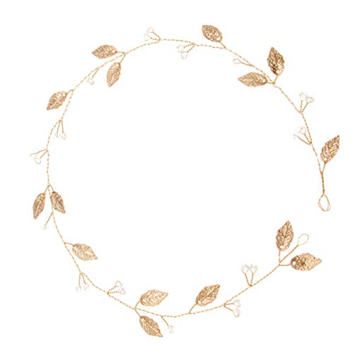 Lurrose Diadema de novia con diamantes de imitación de tiara de hoja de corona de diadema de boda para mujeres, boda, nupcial y niñas (dorado)
