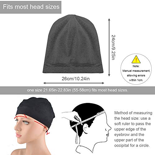 LYTIVAGEN 2 PCS Gorro de Dormir Unisexo Sombrero Suave para Dormir Transpirables Deresina Gorro para Pérdida de Cabello, Cáncer, Quimioterapia (Negro y Gris)