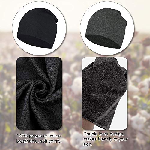 LYTIVAGEN 2 PCS Gorro de Dormir Unisexo Sombrero Suave para Dormir Transpirables Deresina Gorro para Pérdida de Cabello, Cáncer, Quimioterapia (Negro y Gris)