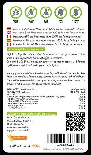 Maca fit negra 500g puro de la raíz de maca organica, original del Peru es fantástico para estimular los niveles de energía antes del ejercicio Maca andina natural alta en vitamina B1, B