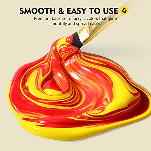 Magicfly Pintura Acrílica 24 Tubos 12 ml, Kit de Pintura Acrilica para Manualidades, Papel de Lienzo, Vidrio, Madera, Modelar, para Artistas, Niños