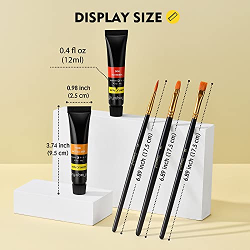 Magicfly Pintura Acrílica 24 Tubos 12 ml, Kit de Pintura Acrilica para Manualidades, Papel de Lienzo, Vidrio, Madera, Modelar, para Artistas, Niños