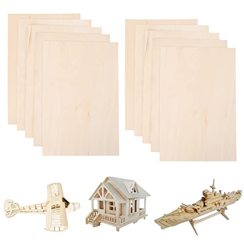 ManLee 10pz Planchas de Madera Contrachapada Finas Hojas de Madera de Balsa 2mm Tablero Planchas de Madera para Manualidades para DIY Artesanía Mini Modelo de Aviónes de Madera 300 x 200 x 2mm