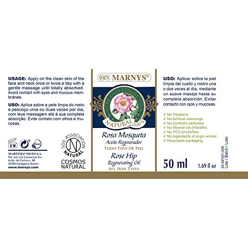 Marny's Rosa De Mosqueta Aceite Regenerador Natural 00% 50 Ml pure Regenerador 20 G