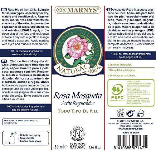 Marny's Rosa De Mosqueta Aceite Regenerador Natural 00% 50 Ml pure Regenerador 20 G