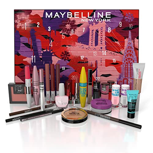 MAYBELLINE New York - Calendario De Adviento 202 De Maquillaje Con 24 Productos Sorpresa De La Marca - Incluye Maquillaje Para Ojos, Labios, Rostro Y Uñas, Multicolor,