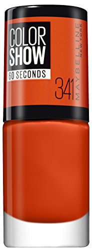 Maybelline New York - Color Show, Esmalte de Uñas Secado Rápido, Tono: 341 Orange Attack