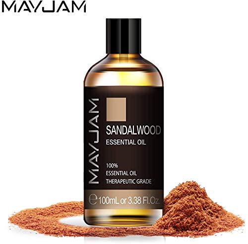MAYJAM Aceites Esenciales de Sándalo 100 ml, 100% Aceites Esenciales Naturales Puros, Aceite Esencial de Aromaterapia de Grado Terapéutico, Aceites de Fragancia para Difusor Humidificador Relajación
