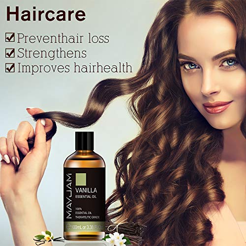MAYJAM Aceites Esenciales de Vainilla 100 ml, 100% Aceites Esenciales Naturales Puros, Aceite Esencial de Aromaterapia de Grado Terapéutico, Aceites de Fragancia para Difusor Humidificador