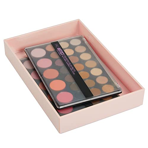 mDesign Cajas de plástico para organizar maquillaje – Organizador de cosméticos apilable para baño o tocador – Caja de maquillaje para labiales, antiojeras y más cosméticos – rosa claro