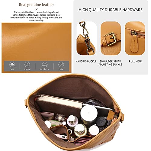 MIMITU Bolso de mujer de cuero genuino de lujo Moda Casual Lady Underrarm Bolso de hombro Cuero de vaca Bolso de dama Vintage Crossbody Bag, Negro, China