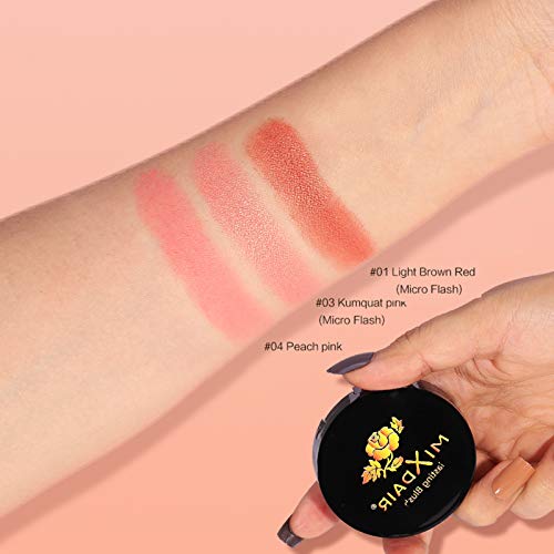 Mimore Colorete, de larga duración y resistente al sudor Colorete no graso y Colorete mate con brillo Super Brighten Skin Color Shimmery o Matte Colorete, con espejo. (03)