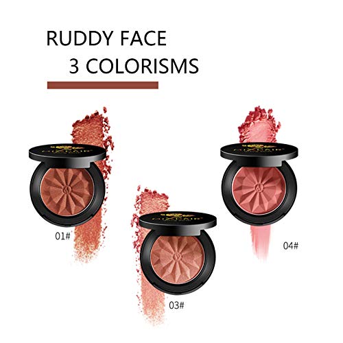 Mimore Colorete, de larga duración y resistente al sudor Colorete no graso y Colorete mate con brillo Super Brighten Skin Color Shimmery o Matte Colorete, con espejo. (03)