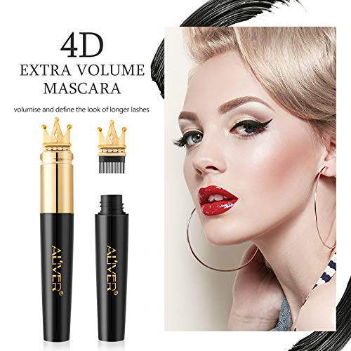 Mimore Latigazo de fibra de seda 4D Rímel negro Máscara de pestañas de gran volumen espesa,Máscara de pestañas impermeable de larga duración sin grumos,Libre de crueldad Rímel de maquillaje de ojos..
