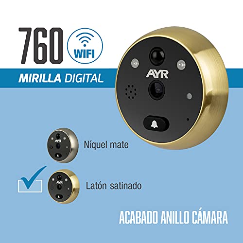 Mirilla Digital WiFi 760. Acabado latón Satinado.
