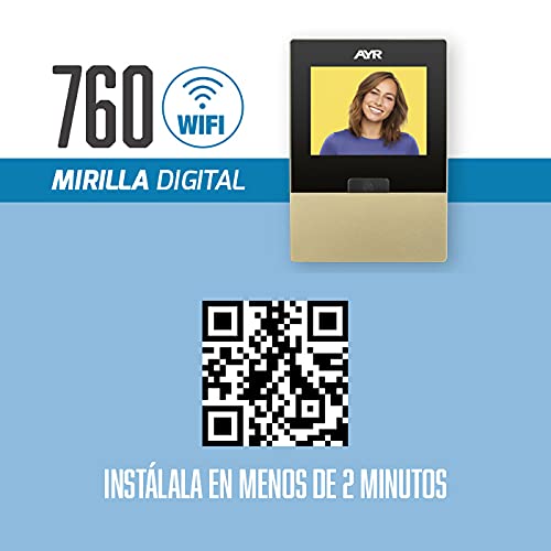 Mirilla Digital WiFi 760. Acabado latón Satinado.