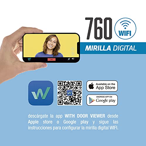 Mirilla Digital WiFi 760. Acabado latón Satinado.