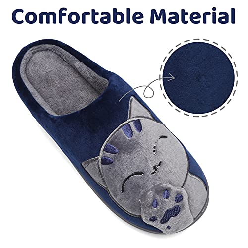 Mishansha Zapatillas de Estar en Casa Hombre Mujer Pantuflas Calentitas Cómodas Zapatillas de Casa Invierno Ligeras Antideslizante con Dibujos Animados (Egeo Azul, 39/40 EU = 40/41 CN)