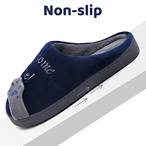 Mishansha Zapatillas de Estar en Casa Hombre Mujer Pantuflas Calentitas Cómodas Zapatillas de Casa Invierno Ligeras Antideslizante con Dibujos Animados (Egeo Azul, 39/40 EU = 40/41 CN)