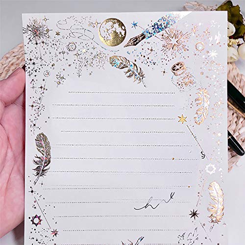 Miystn Enveloppes, Papel para Escribir, Sobres de Cartas, para Invitaciones, Cartas, Tarjetas (16 Piezas de Papel de Carta y 8 Piezas de Sobres, en blanco y negro, 2 Estilos)