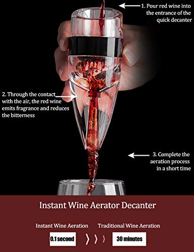 Mobxpar Decantador de vino, aireador de vino prémium con efecto Venturi, juego de aireador de vino tinto y aireador con base sólida