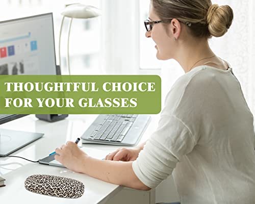 MoKo Estuche de Gafas Rígido de PU, Funda Protectora para Gafas Universal Anti-arañazos, Caja para Gafas Portátil para Hombre Mujer, Organizador para Gafas de Lectura Gafas de Sol, Leopardo