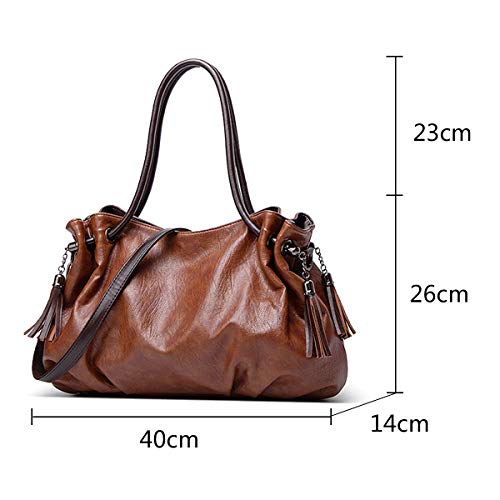 Monitika Bolsos de mano Mujer Bolsos bandolera PU Cuero Gran Capacidad Moda Bolsos totes Shoppers y bolsos de hombro Marrón
