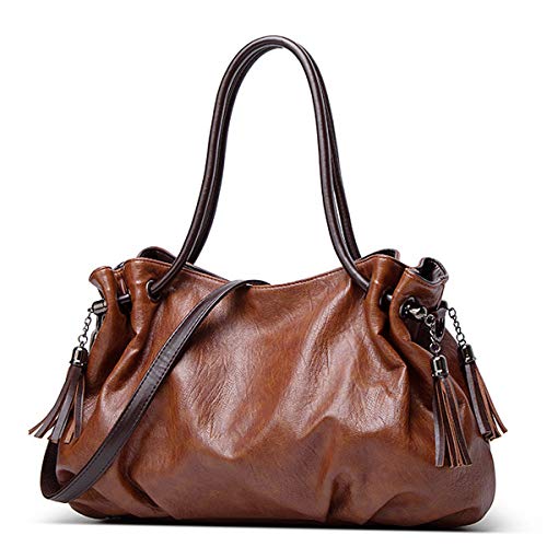 Monitika Bolsos de mano Mujer Bolsos bandolera PU Cuero Gran Capacidad Moda Bolsos totes Shoppers y bolsos de hombro Marrón