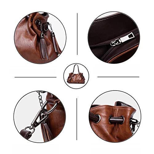Monitika Bolsos de mano Mujer Bolsos bandolera PU Cuero Gran Capacidad Moda Bolsos totes Shoppers y bolsos de hombro Marrón