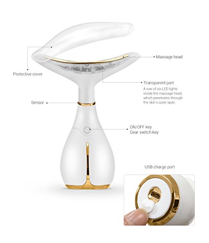 Ms.W Masajeador facial, estiramiento de la piel, estiramiento facial en el cuello, dispositivos de tonificación de belleza reafirmantes en forma de V, masajeador facial antiarrugas con calor, 3 modos