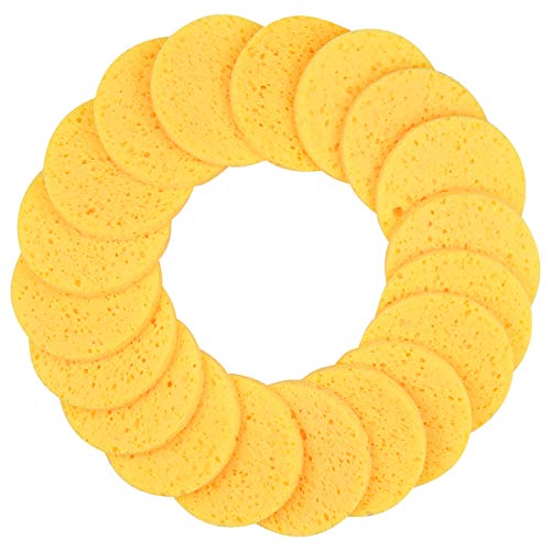 NATUCE 50 Piezas Esponjas Desmaquillantes Faciales, Esponjas Desmaquillantes Reutilizables, 8 * 8CM (Redondo, Amarillo) (50Pcs)