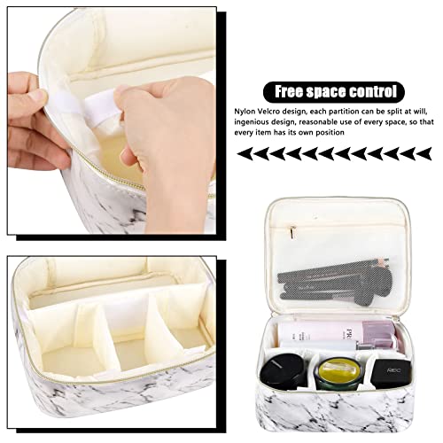 Neceser de Maquillaje Impermeable Bolsa de Maquillaje de Viaje Neceser Organizador de Maquillaje Profesional Bolsa de cosméticos para Mujeres Blanco