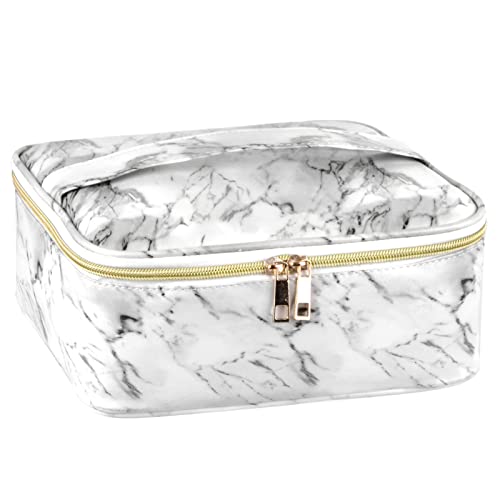 Neceser de Maquillaje Impermeable Bolsa de Maquillaje de Viaje Neceser Organizador de Maquillaje Profesional Bolsa de cosméticos para Mujeres Blanco