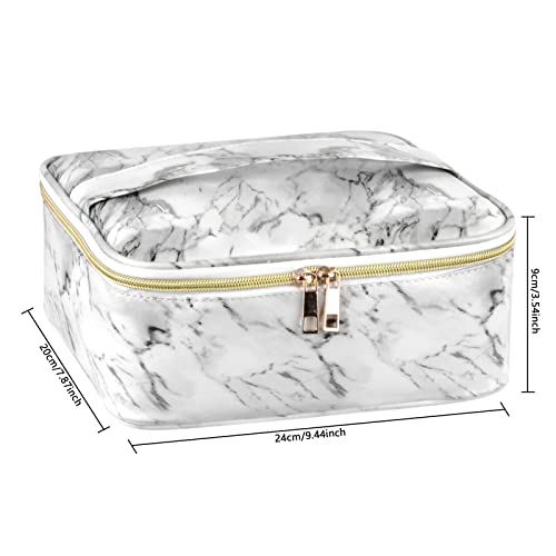 Neceser de Maquillaje Impermeable Bolsa de Maquillaje de Viaje Neceser Organizador de Maquillaje Profesional Bolsa de cosméticos para Mujeres Blanco