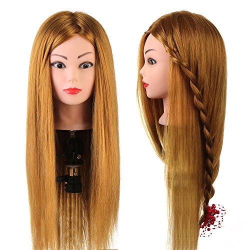 Neverland Cabeza de maniquí para prácticas de peluquería, 60% pelo real, cabeza de maniquí, cabeza de formación, cabeza con soporte y trenzas de peinado #27