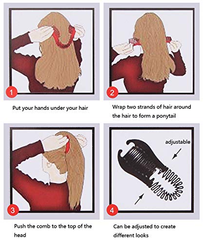 Nifocc Peines de plátano entrelazados, flexibles, para coleta, accesorios para el cabello para mujeres y niñas, 2 unidades, color marrón y negro