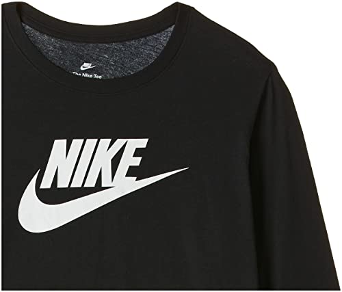 NIKE W NSW tee Essntl LS Icon Ftra Camiseta de Manga Larga, Mujer, Black/White, L