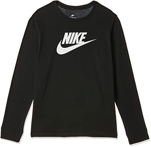 NIKE W NSW tee Essntl LS Icon Ftra Camiseta de Manga Larga, Mujer, Black/White, L