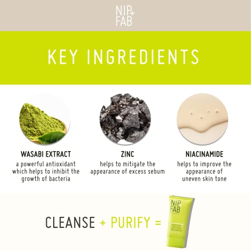 Nip + Fab Teen Skin Fix Zero Shine | Crema Facial Humectante con Niacinamida y Extracto de Wasabi Antioxidante | Crema Facial Matificante | Control del Sebo | Tratamiento Antiacné | 40 ml