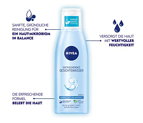 NIVEA Tónico facial refrescante para pieles normales y mixtas (200 ml), tonificador facial que revitaliza y refresca la piel, proporciona una hidratación intensa.