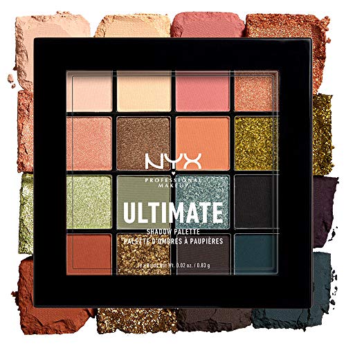 NYX Professional Makeup Paleta de sombras de ojos Ultimate Shadow Palette, Pigmentos compactos, Fórmula vegana, 16 tonos mates, satinados y metalizados, Tono: Utopia