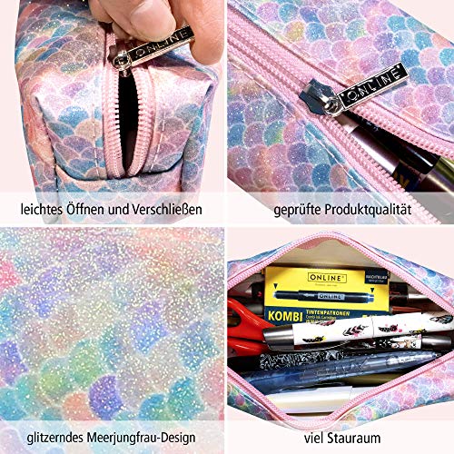 Online - Portatodos"Sparkle" | Portatodo Doble de Apartados Amplios con Diseño Iridiscente - Estuche Liso con Cremallera